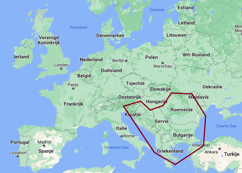 Balkanlanden op kaart Europa